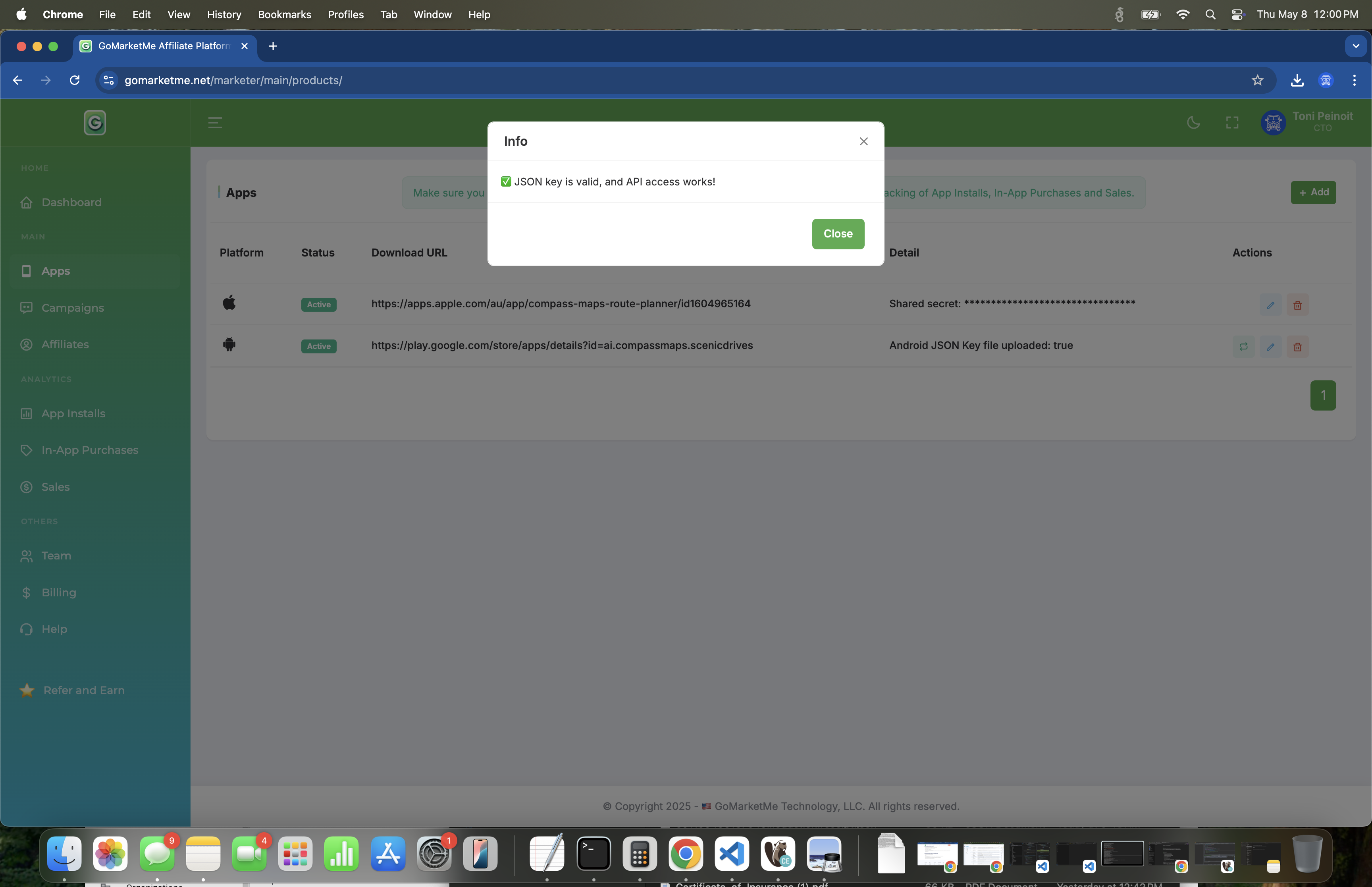 Documentation – Service Credentials, Google Play - GoMarketMe