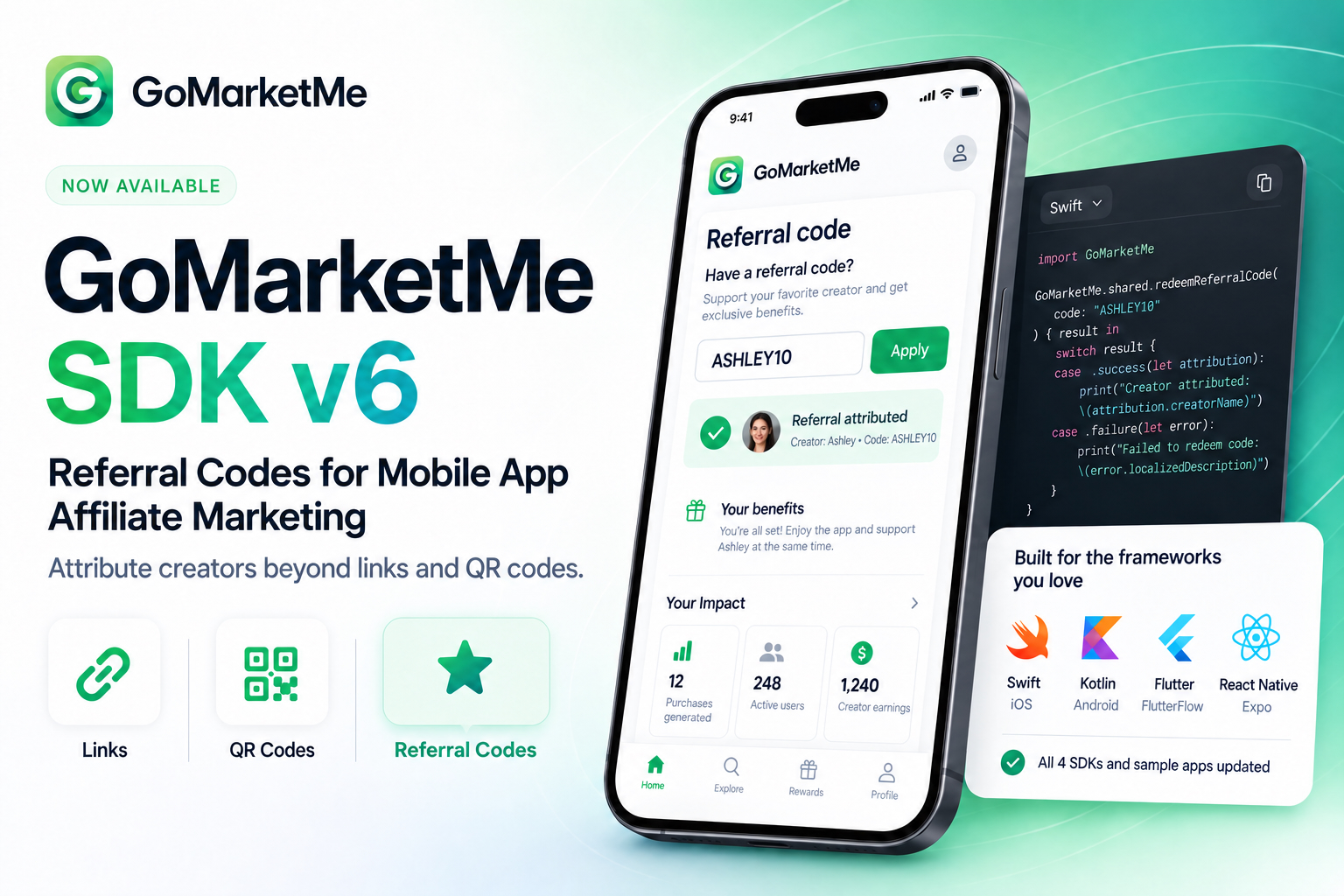 GoMarketMe SDK v6 Is Live: Referral Codes for Mobile App Attribution